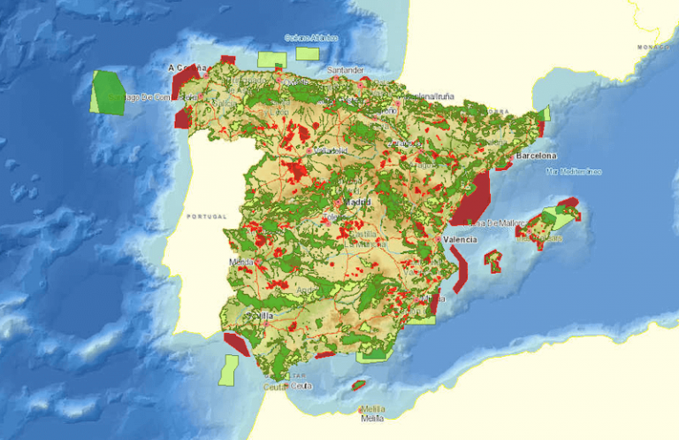 mapa con zonas zepa y zonas lic en españa